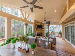 Fireplace on covered porch in Roswell, GA