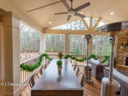 Dining area on covered porch in Roswell, GA
