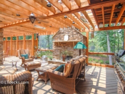 Trex deck with cedar arbor and outdoor fireplace outdoor firplace