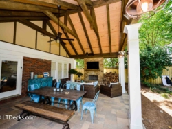 Cedar beams and roof cover this Atlanta patio. covered patio