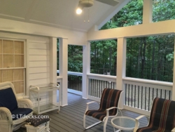 Screen porch with Fiberon decking and PVC columns in Roswell, GA screen porch interior