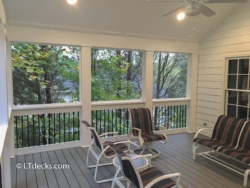 Screen porch with Fiberon decking and PVC columns in Roswell, GA screen porch interior
