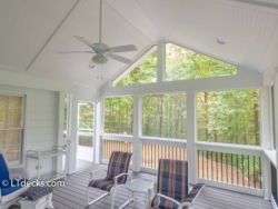 Screen porch with vaulted ceiling. Screen porch with vaulted ceiling.