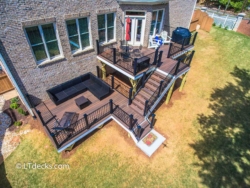 Fiberon deck with iron railings multi-level deck