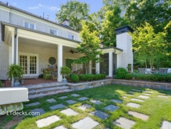 Covered patio and screen porch with fireplace back porch