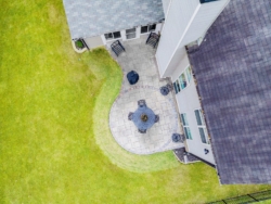 Patio with garden and sun room.