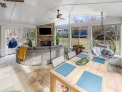 Sun room with furniture and patio and garden in Atlanta