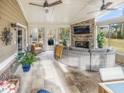 Sun room in Atlanta, with furniture, and fireplace