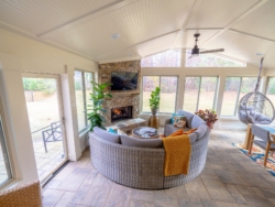 Sun room house extension with fireplace in Atlanta